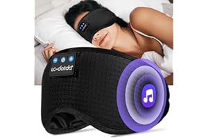 LC-dolida Bluetooth Masque de Sommeil Casque pour Femmes Hommes,100% d'occultation Écouteurs Masque de Nuit Peut jouer 10-14 Heures,Aides au Sommeil pour Sdultes,Couvre-yeux avec Sac de Voyage