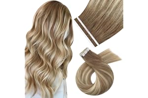 Moresoo Tejp i hårförlängningar mänskligt hår 61 cm Balayage ljusbrun och medium brun osynlig tejp i hårförlängningar Ombre r