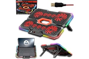 AABCOOLING EFFECTUM -Base de Refroidissement Portable- Ventilateur pour Ordinateur Portable 9-17"- USB-C - 10 LED Ventilateurs Silencieux, Efficaces -Côté rétroéclairé RVB -Réglage de 5 Hauteurs