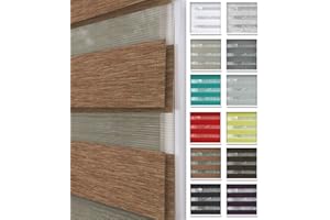 ‎HOME-VISION Home-Vision® DuoRollo Klemmfix, Doppelrollo ohne Bohren mit Klämmträgern, Rollos für Fenster und Türen (Holzlook Gold, B60cm x H220cm)