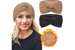DRESHOW Femmes Chaud Tricoté Bandeau Hiver Oreille Plus Chaud Crochet Tête Enveloppe épais Polaire Doublure Cheveux Bandes