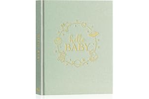 Lanpn Livre de Naissance Bébé, Album Cadeau Naissance Bébé Fille Garçon, 154 Pages Hello Baby Memory Book, Livre Photo Souvenirs Bebe pour Coller des Photos Écrire Cadeau Nouveaux-nés, Vert, Anglais