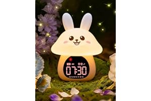 Yiliaw Sleep Training Alarm Clock with Night Light for Kids - Ok to Wake Clock with Dual Alarms, Night Light & RGB Colors, 6 Alarm Tones & White Noise, Rechargeable Clock for Boys & Girls, Bunny