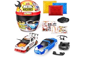 ZURU METAL MACHINES Metal Machines Speed Heroes (Black) by Zuru, 20+ Surprises, Build your own Car, Two Bodies, Lights & Sounds