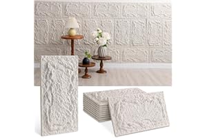 JACKFRU 3D Wall Panel, Stone Look, Pack of 10, 45 x 25 cm, Wall Cladding, Stone Look, 2 cm Thick Wall Panels, Ceiling Cladding, 3D Wall Panel for Indoor and Outdoor Wall Decoration (White)