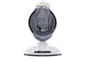 4moms mamaRoo, Hamaca High-Tech para Bebés Activada por Bluetooth – Tejido de Malla Fresco con 5 Movimientos Únicos, Gris Oscuro