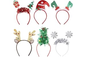 ‎PAEFIU 6-Teiliges Weihnachten Stirnband, Haarreif Weihnachten Rentiergeweih Weihnachtsbaum Schneeflocke, Weihnachtsdeko Kopfschmuck für Kinder und Erwachsene