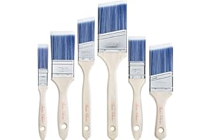 BATES CHOICE Bates- Paint Brushes, 6 Pack, Treated Wood Handle, Paint Brushes for Walls, Stain, Furniture