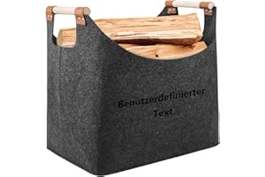 HONGTAISHENG Insegna su misura | XL Firewood Basket Basket Feltro Extra Thick Feltro e Manico rinforzato | Sacchetto pieghevole in feltro del cestino in legno come cestino di stoccaggio per la spesa, legno