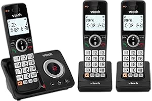 VTech EA5052 DECT Cordless Phone with Answering Machine,Nuisance Call Blocker, Volume Booster, Easy-to-Read Backlit Display, 18 Hours Talk-time, Handsfree Speakerphone, 3-Handset