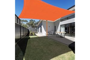 Ankuka Sun Shade Sail 4m x 6m Orange Rectangular Waterproof Garden Sun Sail Outdoor Patio Party Sunscreen Awning Canopy 98% UV Block With Rope