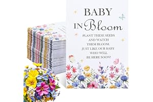 RILCN Baby in Bloom Seed Packets – 50PCS Eco-Friendly Wildflower Favours for Baby Showers & Sunflower Parties, Self-Adhesive Envelopes (Seeds Not Included)