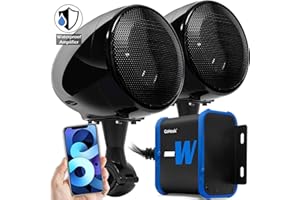 Aileap MX150H Sistema de Audio para Motocicleta Amplificador Impermeable de 4 Pulgadas Altavoces estéreo Bluetooth para ciclomoto con USB, AUX, Radio FM, Apto para ATV, UTV, Scooter (Negro,Net)