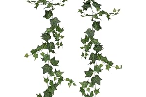 Foshird 2 Stück Efeu Künstlich Girlande Deko 1.8m Blätter Girlande Grün Fake Efeu Kunstpflanze Hängend Frühlingsdeko Kunst Efeu Ranken für Hochzeit Garten Outdoor Wand Balkon Tischdeko