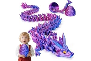 YILCER Magnetic Dragon Egg, 43CM 3D Printed Dragon, Dragons Fridge Magnet, 3D Printed Animals Set, Easter Gifts for Kids (Blue-purple with eyes)