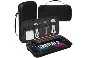 Teyomi Custodia compatibile con Nintendo Switch 2 2025, Custodia rigida protettiva con 12 slot per schede di gioco, Custodia da viaggio portatile per console Nintendo Switch 2 e accessori (PU-Nero)