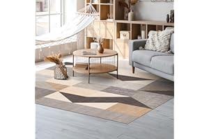 HOMFINE Tappeto Moderno-Tappeto Lavabile per Soggiorno Tappeto a Pelo Corto Tappeto per Camera da Letto Soffice Tappeto Antiscivolo Tappeto per Sala da Pranzo Tappeto Geometrico 160 x 230 cm Marrone