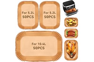 ‎INWEE Inwee Papier do pieczenia do frytkownicy powietrznej do Ninja AF500EU 10,4L, 150 sztuk akcesoriów do frytkownicy bezolejowej, kompatybilne z Cosori Dual Blaze 10L & Instant 8.5L