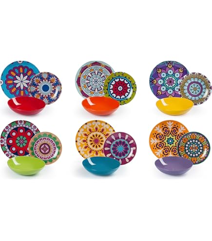 Servizio Piatti Excelsa Afrika 18 Pezzi - Porcellana E Ceramica Multicolore Per 6 Persone - Foto 10