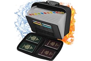 Fireproof Document Box,Fun Storage Waterproof and Fire Proof Document Bag,Portable Home Fire Safe Case with Lock for Money,Deed and Birth Certificate,Lockable Fireproof Folder Box File Organiser,A4