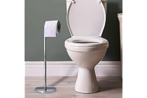 Hyfive Uchwyt do przechowywania rolek papieru toaletowego ze stali nierdzewnej stojak na papier toaletowy 2 w 1, kompaktowy organizer, mieści 4 rolki papieru