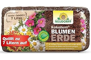 Neudorff KokoHum BlumenErde – Praktische Brikett-Erde erspart schweres Schleppen und ist ideal für kräftiges Wurzelwachstum, 7 Liter