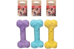 Flamingo Jouet pour Chien Freckles Os L – 18,5x8,5x5cm – Caoutchouc TPR Résistant – Jouet à Mâcher, Lancer et Nettoyage Dentaire – pour Petits et Moyens Chiens – Pas de Choix Possible