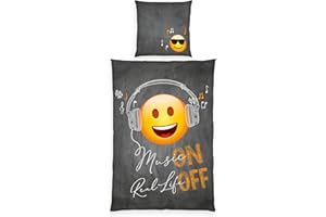 Herding EMOT!X Bettwäsche-Set, Wendemotiv, Bettbezug 135 x 200 cm, Kopfkissenbezug 80 x 80 cm, Baumwolle/Renforcé, Grau