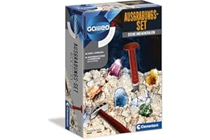 Clementoni Galileo Discovery – Ausgrabungs-Set Steine + Mineralien, Spielzeug für Kinder ab 7 Jahren, Ausgraben mit Hammer & Meißel, für kleine Forscher 69940