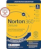 Norton 360 Deluxe 2021, Antivirus software for 5 Devices and 1-year subscription with automatic renewal, Includes Secure…