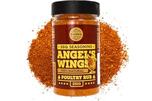 SALDVA Angel's Wings BBQ Chicken Rub – 100 % naturalna aromatyczna przyprawa – Idealna mieszanka przypraw do wspaniałych dań z kurczaka z grilla – Duży słoik (210 g)