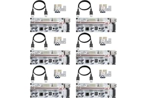 MZHOU PCIe Riser 1X a 16X Riser Card - Riser VER010-X con Cable de Extensión USB de 60cm - GPU Riser 3 Opciones de Energía GPU Crypto Currency Bitcoin Mining (6 Pack)