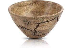 THE GREAT INDIAN BAZAAR Beautiful Handmade 12 cms Decorative Wooden Snack Serving Bowl For Dry Fruits Chips Coffee Table Countertop Display Key Bowl Tableware Kitchen Living Room Home Decor Accents Dinnerware