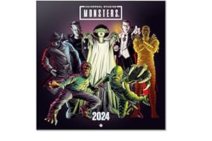 Grupo Erik: Calendario 2024 da Muro Universal Monsters, 12 mesi + 4 in omaggio, 30x30cm FSC®, ideale come Calendario 2024 da parete, Calendario ufficio 2024, Calendario casa 2024