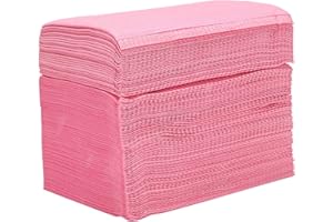 Wobekuy Pink 125Pcs Absorbent Tattoo Tablecloth Disposable Tattoo Cloth Towel Cleaning Pad Waterproof Paper Tablecloth Pad Double Board Tattoo Accessories 45x33Cm