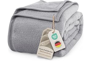 ‎LAYNENBURG LAYNENBURG Premium Baumwolldecke 220x240 cm - Oeko-TEX 100 - Baumwollmix Kuscheldecke - Decke als Wohndecke, Sofa-Decke & Couchdecke - Wolldecke kuschelig-warm aus Baumwolle (grau)