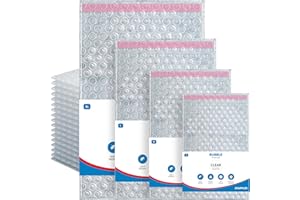 UK SUPPLIES LIMITED 100 Assorted Mix Packs S M L XL (25 Each Size) Clear Bubble Pouch Peel & Seal Bubble Wrap Pouch Bags for Shipping Protective Packaging Bags For Fragile Item