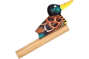 BALI PAPAYA Sifflet Appeau Oiseau Canard Bois Bambou Artisanal Whistle Duck cri Chant Son Peint