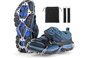 EMOIEMO Grödel Steigeisen für Bergschuhe, Ice Klampen Steigeisen mit 24 Zähne Verdickte Schuhkrallen aus Edelstahl Anti-Rutsch Schuhspikes,für Mann Frau für Wandern Trekking Bergsteigen Winter Outdoor
