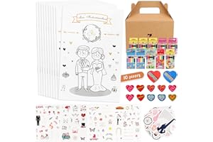 BGTLJKD 10 Pièces Livres de Coloriage de Mariage pour Enfants, Cahier Activités Enfant Mariage avec Crayons de Couleur et Autocollant Cahiers Coloriages Mariage pour Invités de Mariage pour Enfants