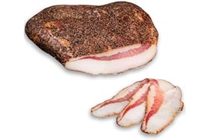 ‎PIKANTEN WURSTBARON® Guanciale Fettbacke getrocknet mit Pfeffer, Speck aus Italien, ca. 1,0 kg (Set aus 2x 500g)
