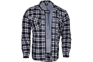 Bikers Gear Australia - Camisa protectora de franela para motocicleta con forro de aramida multicolor negro y blanco