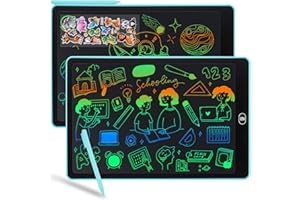 Duemste 2 Pack LCD Writing Tablet 15 inch,LCD Writing Tablet for Kids with Lockable Erase Button,Screen Doodle Pad Drawing Board Learning Educational Toy for 2 3 4 5 6 Year Old Boys Girls,Blue+Blue