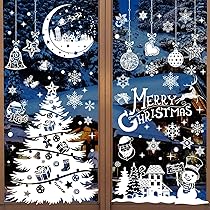 COLOFALLA Weihnachts Fensterbilder - 6 Schneeflocken Aufkleber, PVC Material