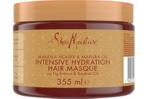 Shea Moisture Masque Super Hydratant Miel de Manuka & Huile de Mafura pour cheveux très secs et abîmés Soigne et Hydrate intensément 355ml