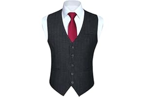 HISDERN Karierte Weste Herren Formale Klassische Weste Baumwolle Hochzeit Hahnentritt Anzugweste
