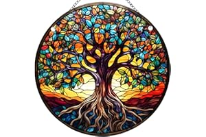 TUYOBG Lebensbaum Sonnenfänger Fensterdeko Hängend, Acryl Lebensbaum Wanddekoration für Wohnzimmer Suncatcher Garten, Sonnenfänger Garten für Dekoration und Wandkunst, für Innen- und Außenbereich