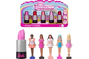 Barbie Mini Barbieland Minilalka 5-pak laleczek niespodzianek (ok. 3,5 cm) w opakowaniach-tubkach na szminkę, gotowa kolekcja (style mogą się różnić), JBD26
