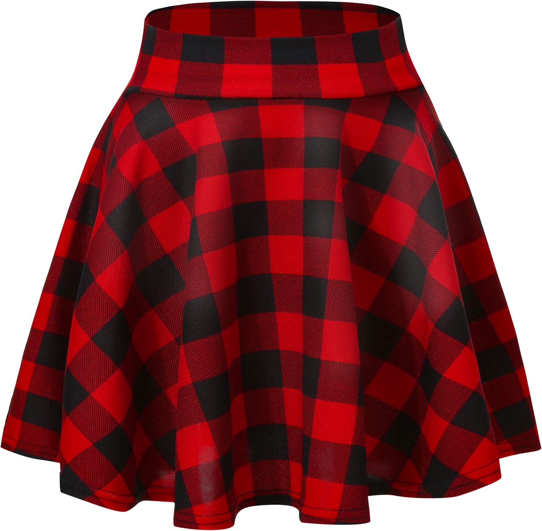 Urban CoCoWomen's Basic Versatile Stretchy Flared Casual High Waist Mini Skater Skirt