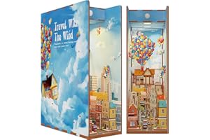Tonecheer DIY Book Nook Kit, Puzzle 3D in Legno Adulti fai da te Libro Nook Miniature da Costruire Modellismo da Costruire, Book Scaffale Inserto Decorazione Regalo Creativo(La casa volante)